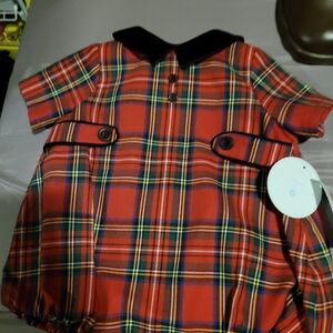 NWT Edgehill Collection Plaid Red Kids Shirt with Black Collar
